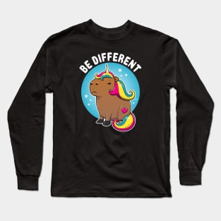 Be different Cartoon Capybara Unicorn Long Sleeve T-Shirt